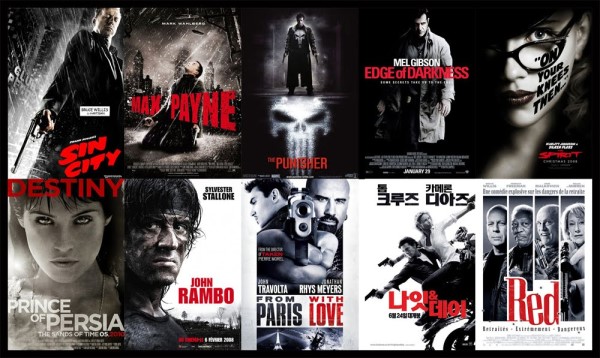 Black white red movie posters